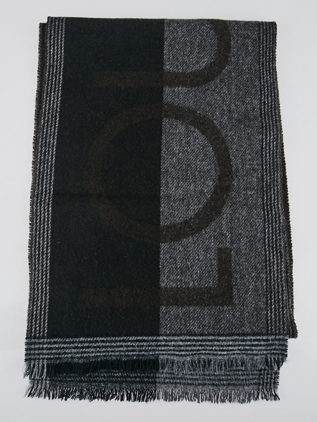 Louis Vuitton Black Wool/Cashmere Logo Scarf