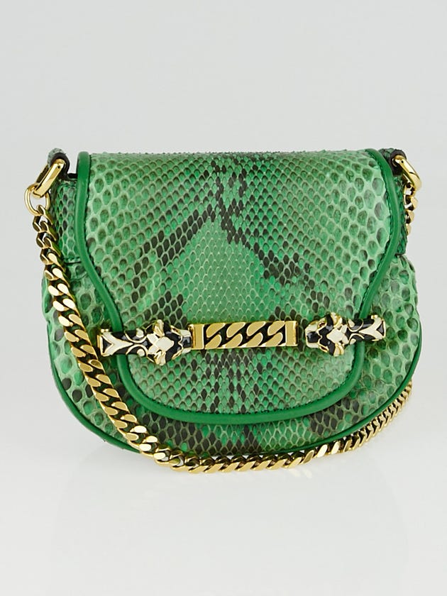 Gucci Green Python Tigrette Chain Small Shoulder Bag
