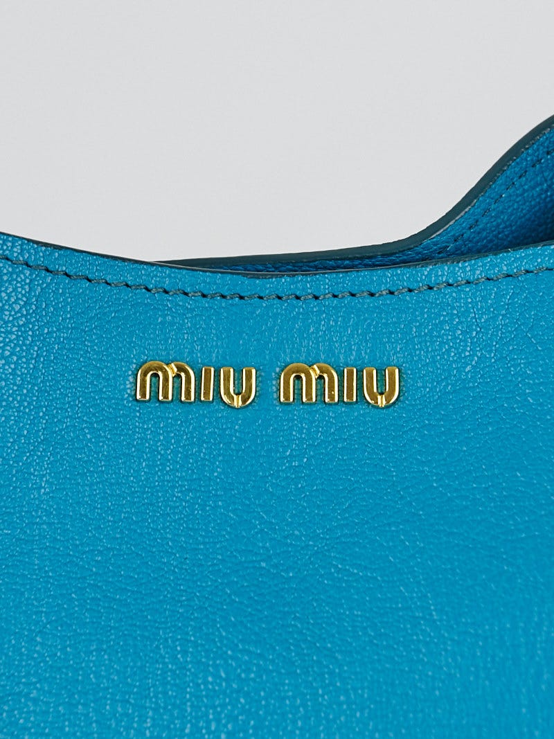 Miu Miu Turchese Madras Goatskin Leather Bucket Bag RN0886