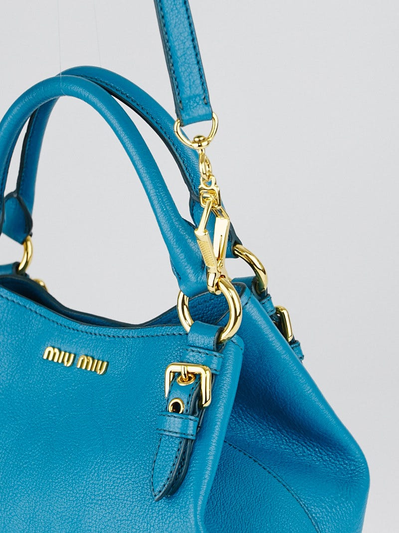 Miu Miu Turchese Madras Goatskin Leather Bucket Bag RN0886