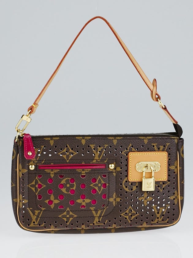 Louis Vuitton Limited Edition Monogram Perforated Fuchsia Accessories Pochette Bag