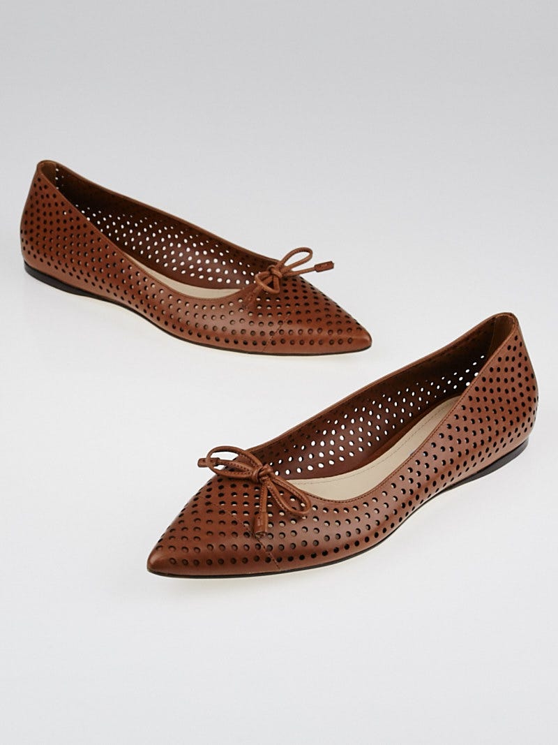Perforated cheap leather flats