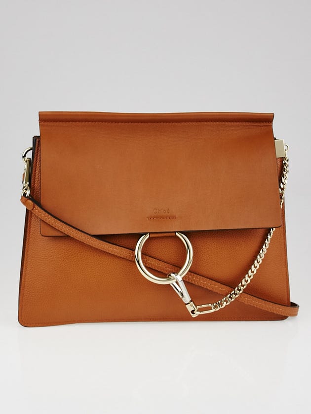 Chloe Caramel Calfskin Leather Faye Medium Shoulder Bag