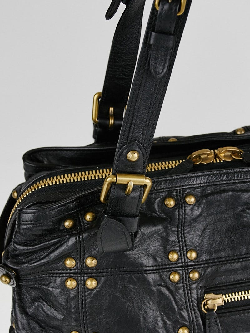 Louis Vuitton Limited Edition Black Lambskin Leather Riveting Bag - Yoogi's  Closet