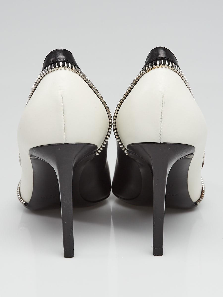 Yves Saint Laurent Black/White Leather Zipper Heels Size 9.5/40 | Yoogi's  Closet