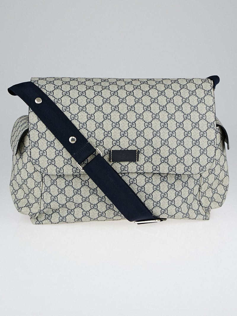 Gucci Beige Blue GG Plus Coated Canvas Diaper Bag Yoogi s Closet