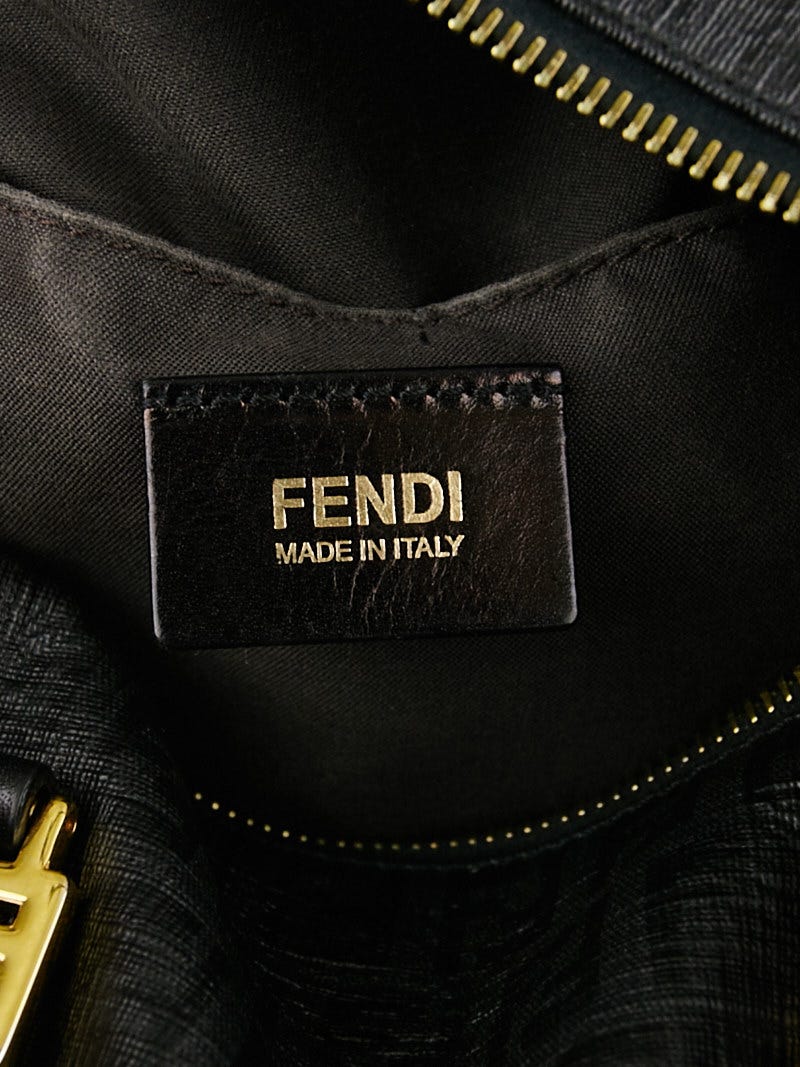 Fendi Black Zucchino Spalmati Coated Canvas Forever Bauletto