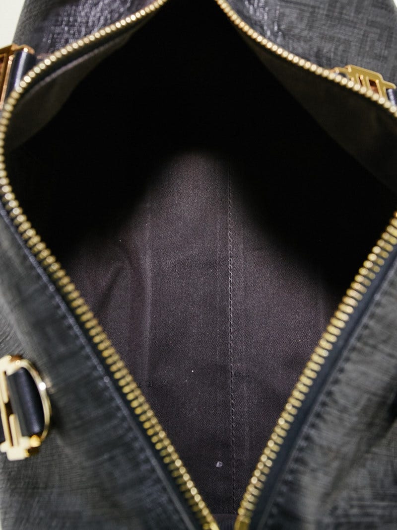 Fendi Black Zucchino Spalmati Coated Canvas Forever Bauletto