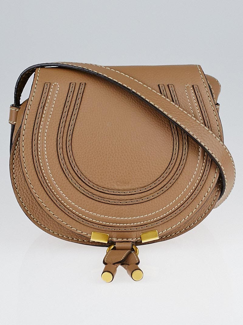 Chloe Nut Pebbled Leather Small Marcie Mini Crossbody Bag