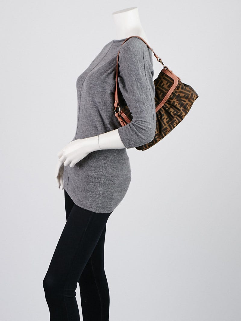 Fendi Tobacco Zucca Print Canvas Small Chef Shoulder Bag Fendi Tobacco Zucca Print Canvas Small Chef Shoulder Bag
