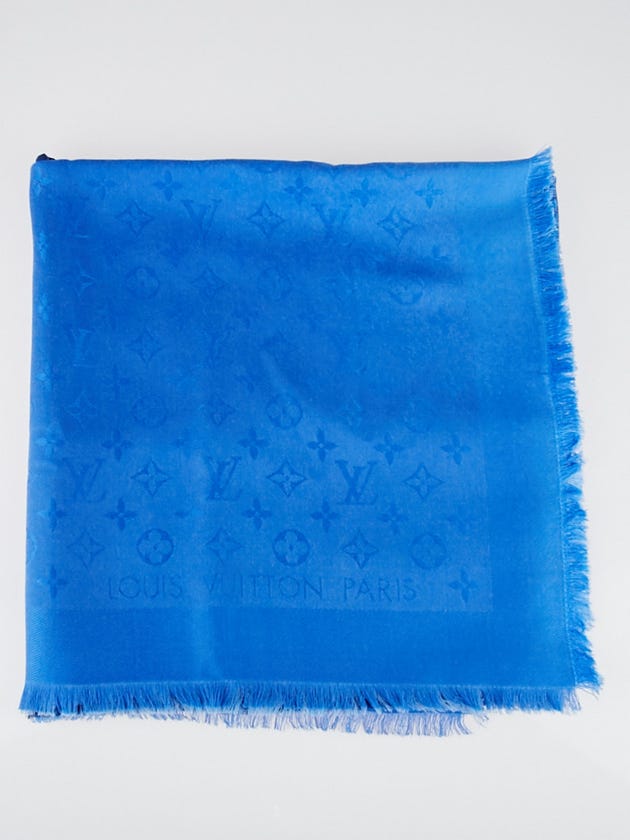 Louis Vuitton Bleu Jean Monogram Silk/Wool Sunrise Shawl Scarf