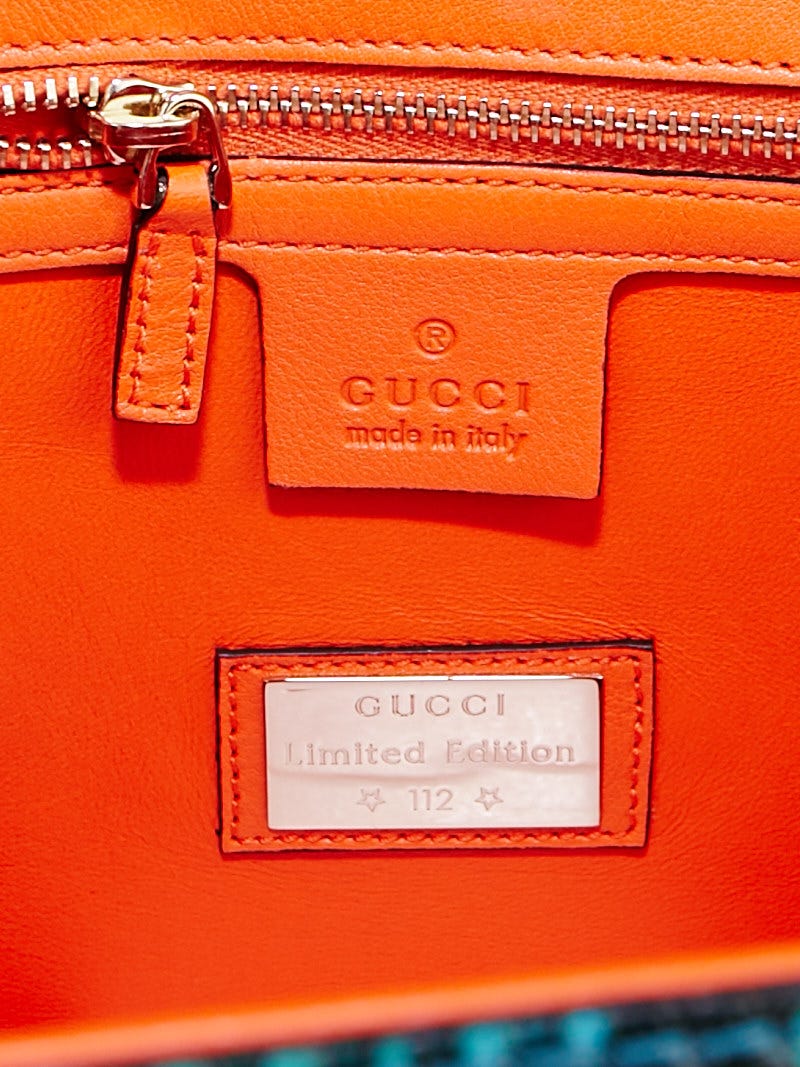 Gucci Limited Edition Blue Multicolor Python New Bamboo Medium Top Handle  Bag - Yoogi's Closet