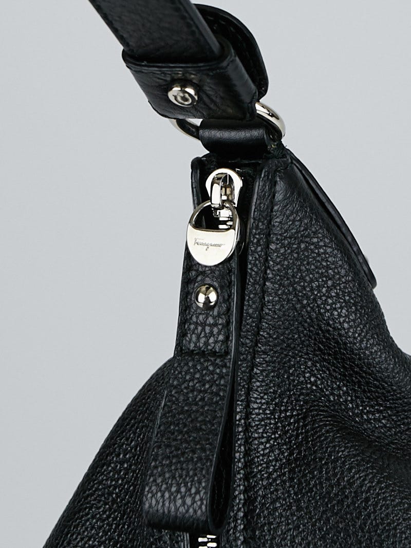 Salvatore Ferragamo Black Calf Leather Large Fanisa Hobo Bag