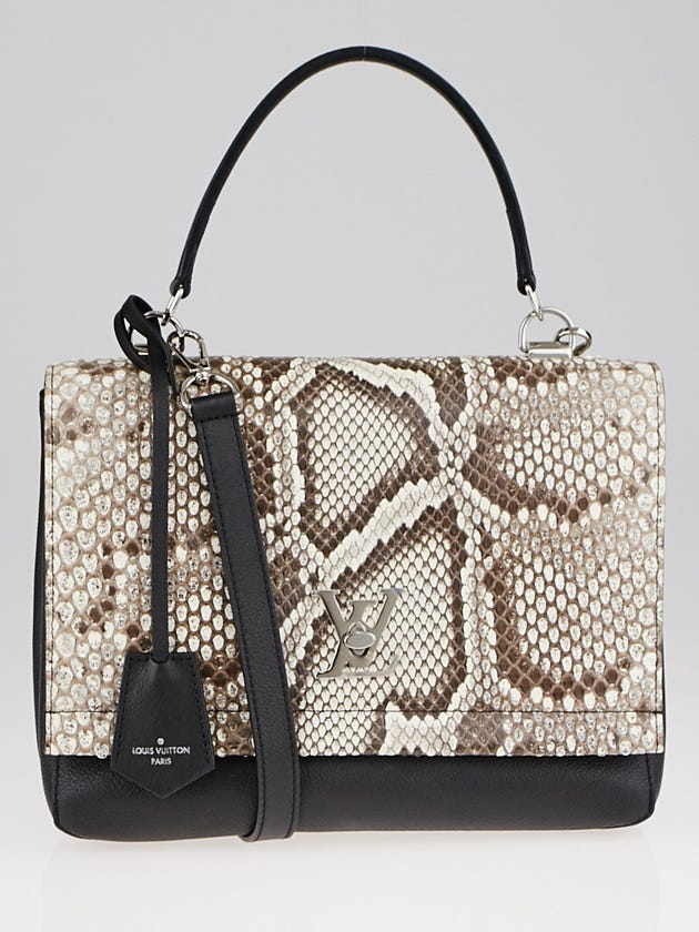 Louis Vuitton Black Calfskin Leather and Python Lockme II Bag
