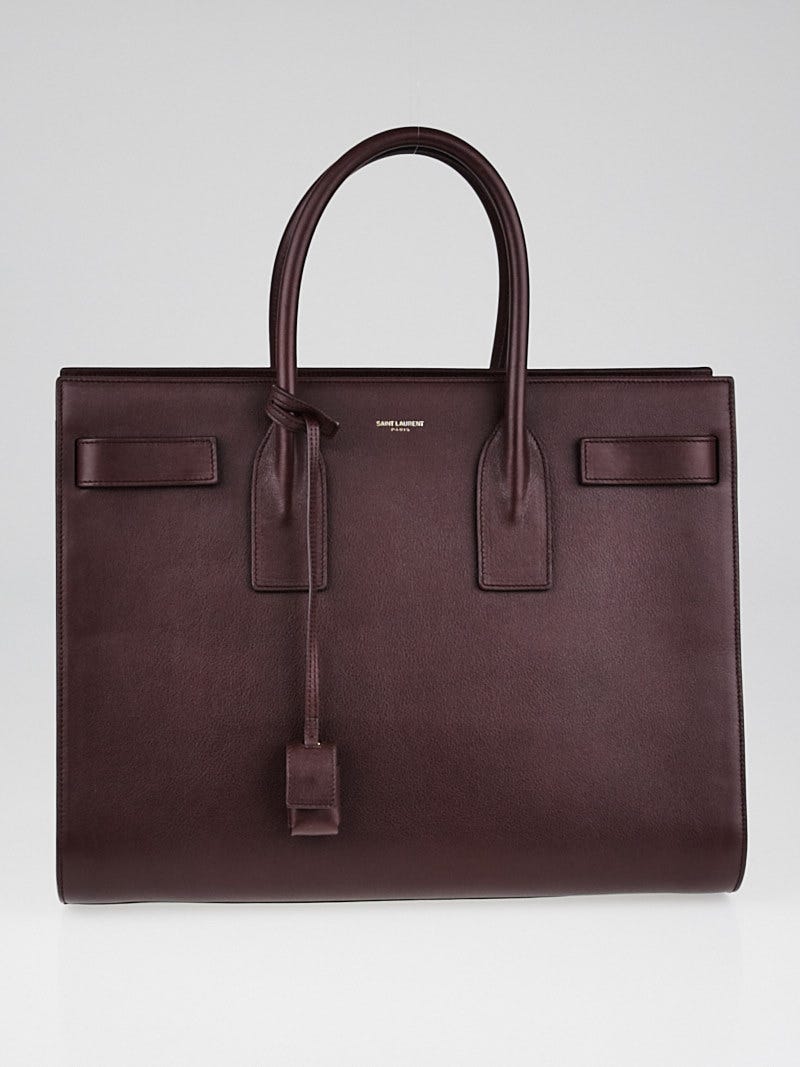 Yves Saint Laurent Burgundy Smooth Calfskin Leather Medium Sac de