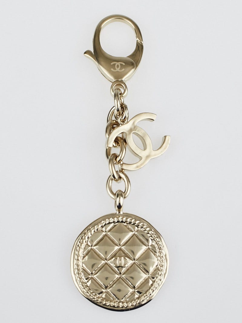 Chanel Silvertone Metal Medallion Key Chain and Bag Charm