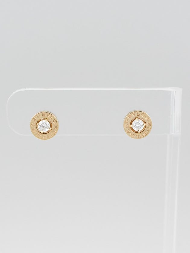 Bvlgari 18k Pink Gold and Diamond Signature Stud Earrings