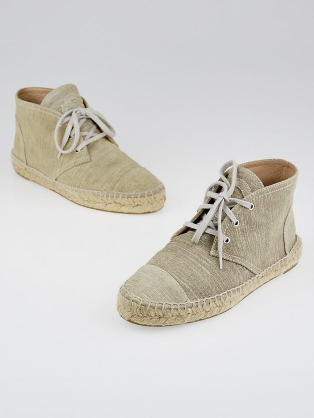 Chanel Light Grey Suede High Top Espadrilles Size 5.5/36
