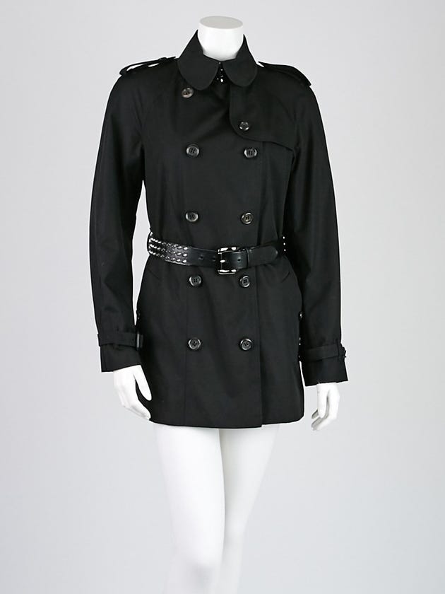 Burberry London Black Cotton Blend Mottram Studded Trench Coat Size 6