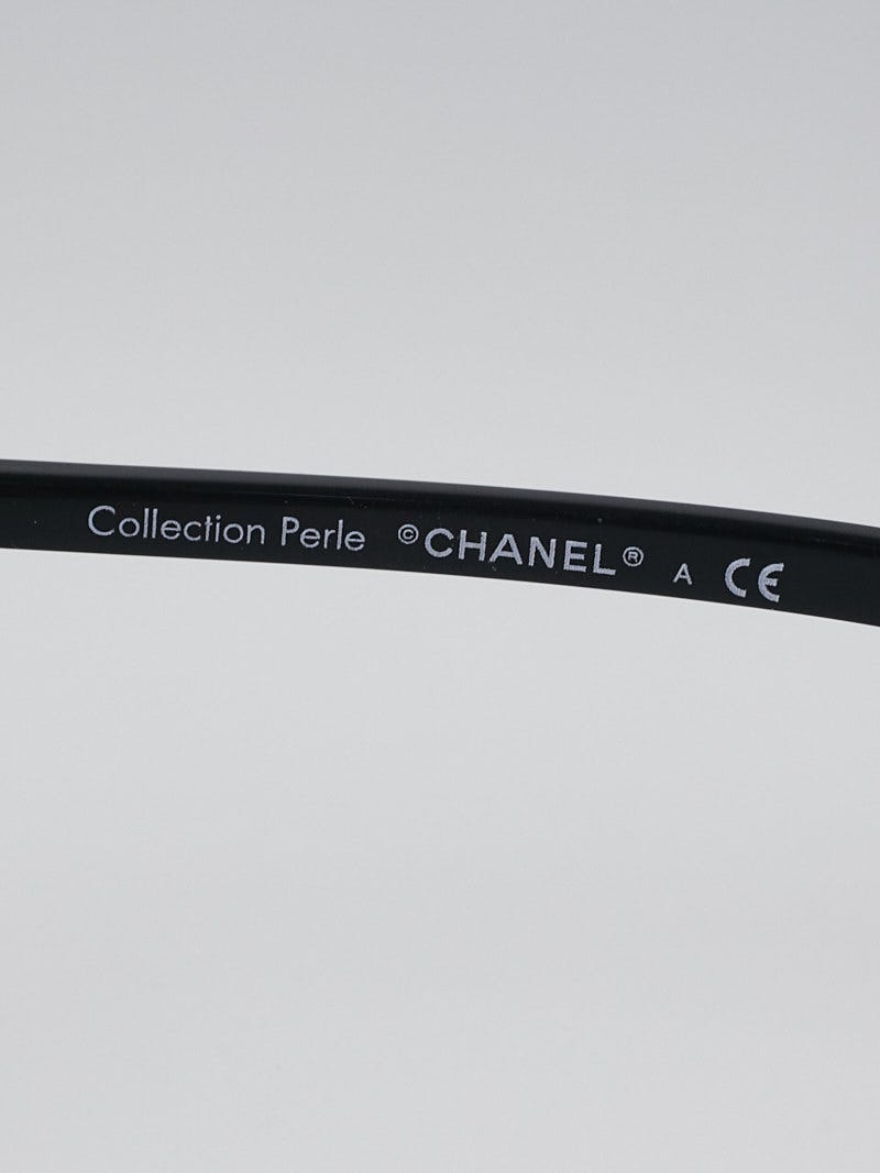 Chanel Black Metal Wrap Frame Pearl Sunglasses-4170
