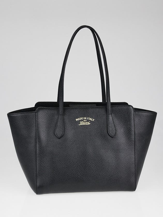 Gucci Black Pebbled Calfskin Leather Small Swing Tote Bag