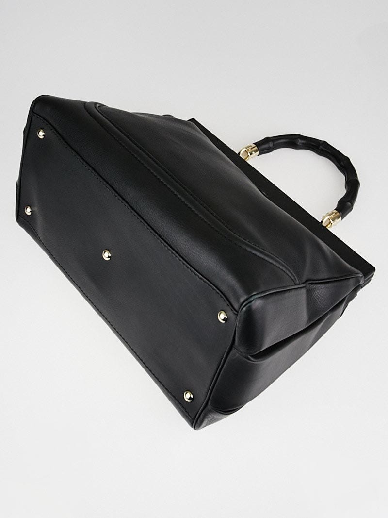 祝開店！大放出セール開催中 Gucci Black Leather Bamboo Bold Top Handle Bag | Yoogi's Closet 小物