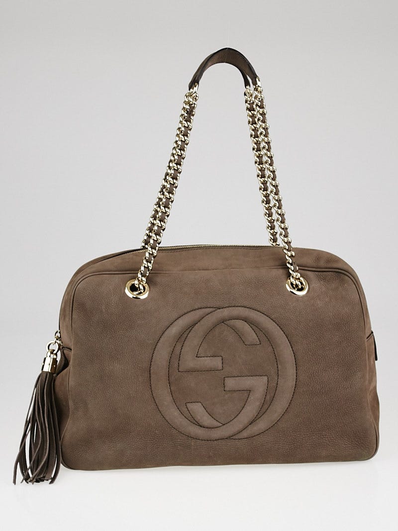 Gucci Taupe Nubuck Leather Large Soho Chain Shoulder Bag Yoogi s