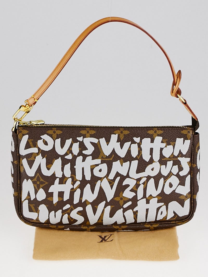 LOUIS VUITTON Monogram Graffiti Pochette Accessories Silver | FASHIONPHILE