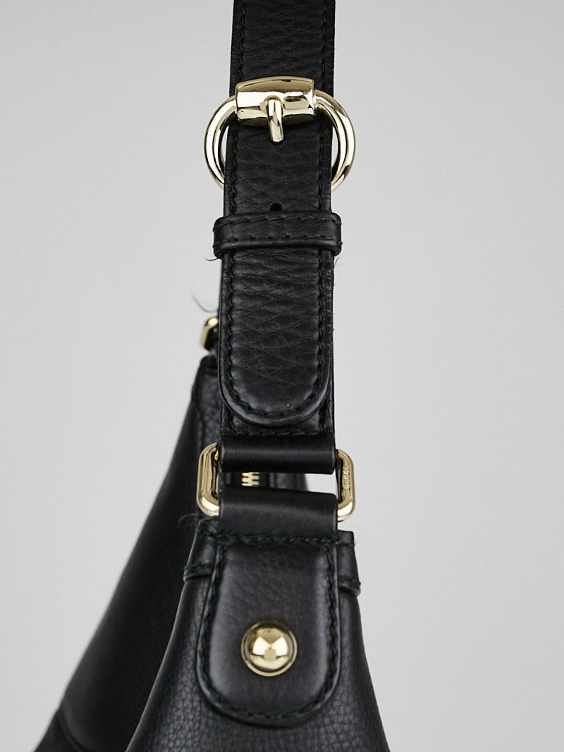 Gucci Black Pebbled Leather Large Heritage Horsebit Hobo Bag Yoogi s Closet