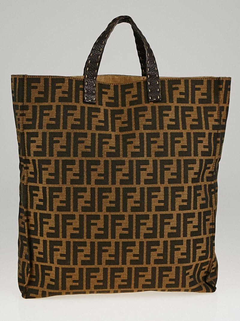 fendi zucca tobacco Fendi Tobacco Zucca Print Canvas Special Shopping Tote Bag 8BH173