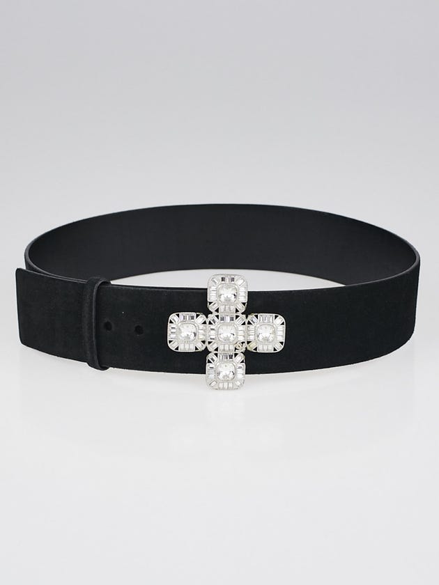 Chanel Black Suede and Crystal Belt Size 80/32