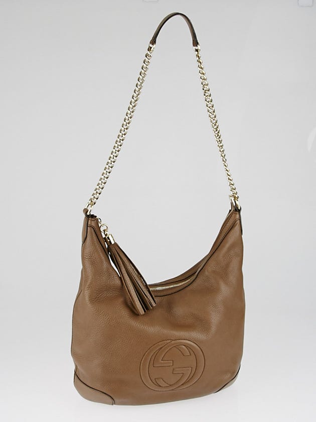 Gucci Brown Pebbled Leather Soho Chain Shoulder Bag