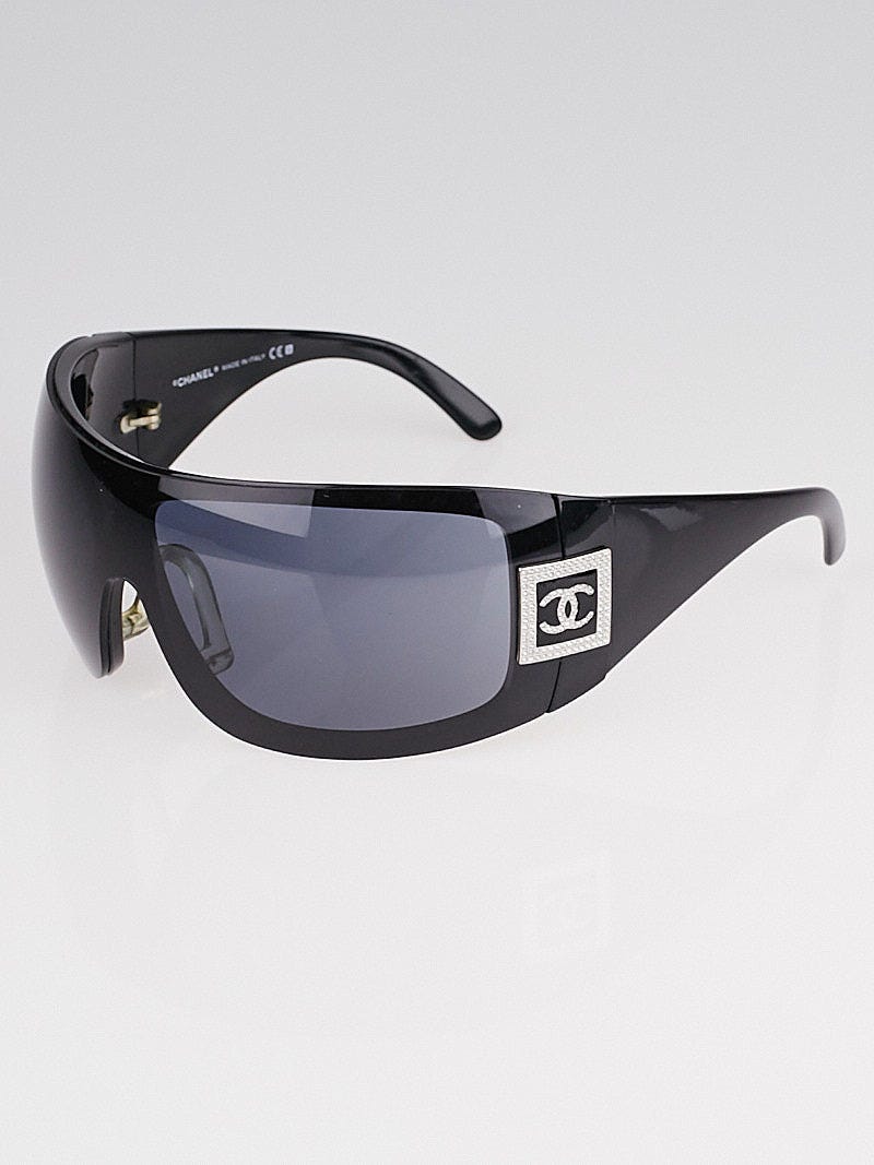 Chanel Black Frameless Oversized Black Tint Crystal CC Sunglasses