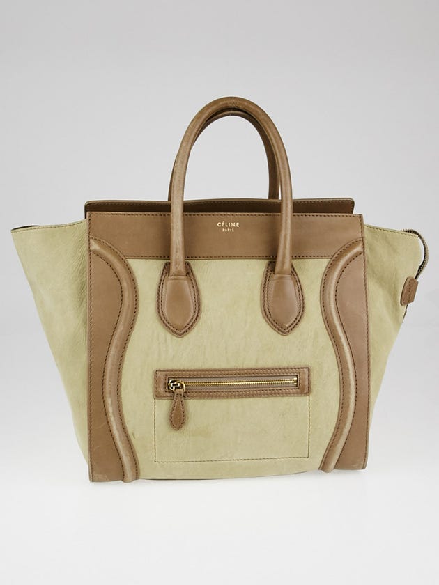Celine Taupe Nubuck Leather Mini Luggage Tote Bag