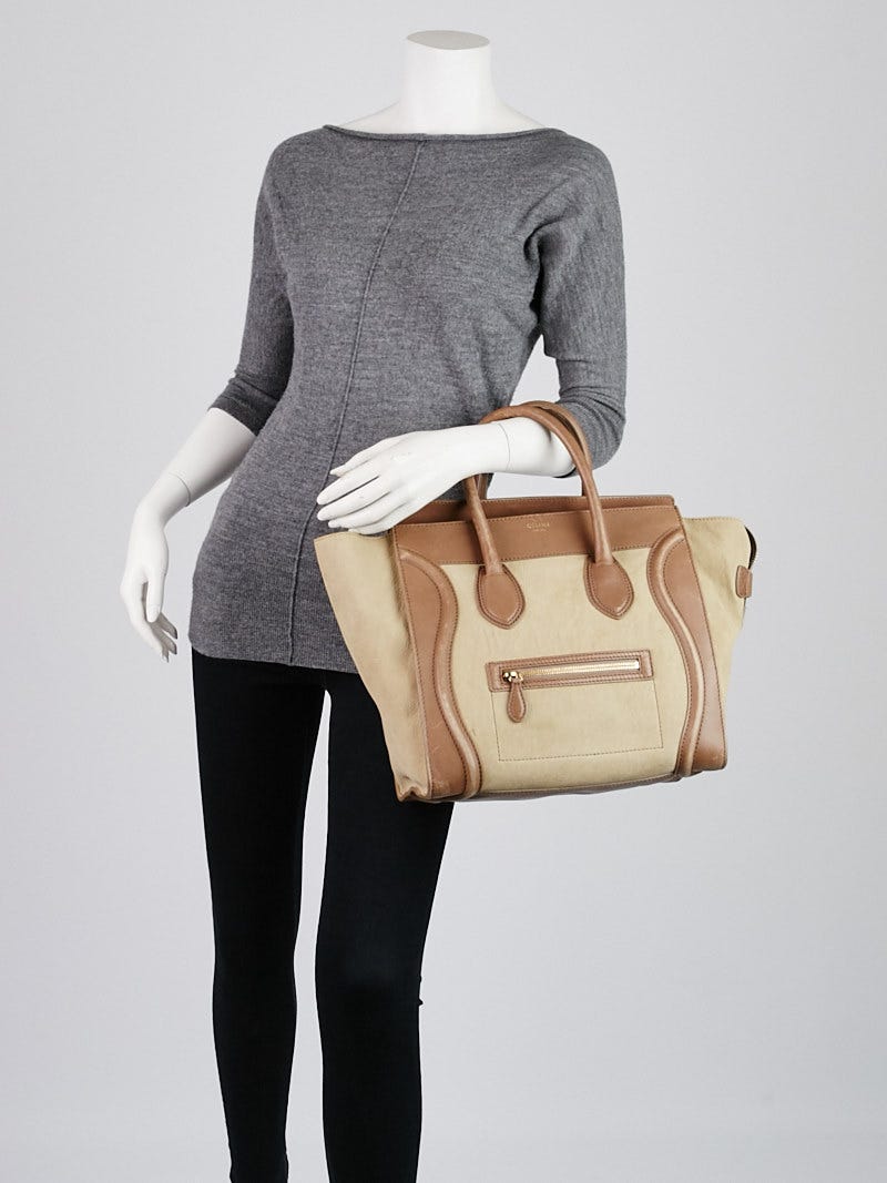 Celine Taupe Nubuck Leather Mini Luggage Tote Bag