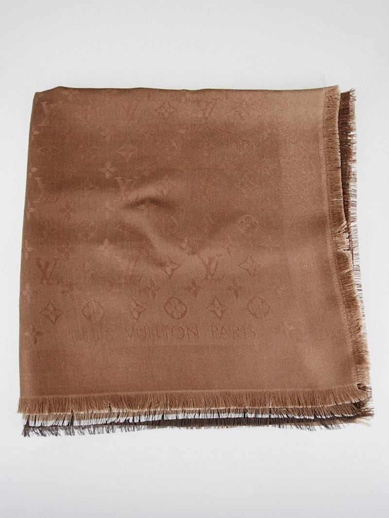 Louis Vuitton Silk Wool Monogram Sunrise Shawl Brown