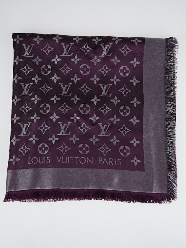 Louis Vuitton Amarante Monogram Wool/Silk Shine Shawl Scarf