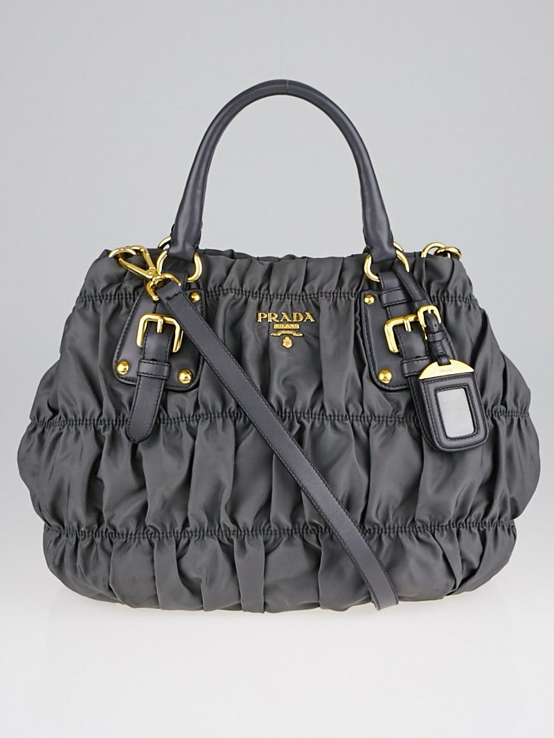 Prada Grey Tessuto Nylon Gauffre Tote Bag BN1336 Yoogi s Closet