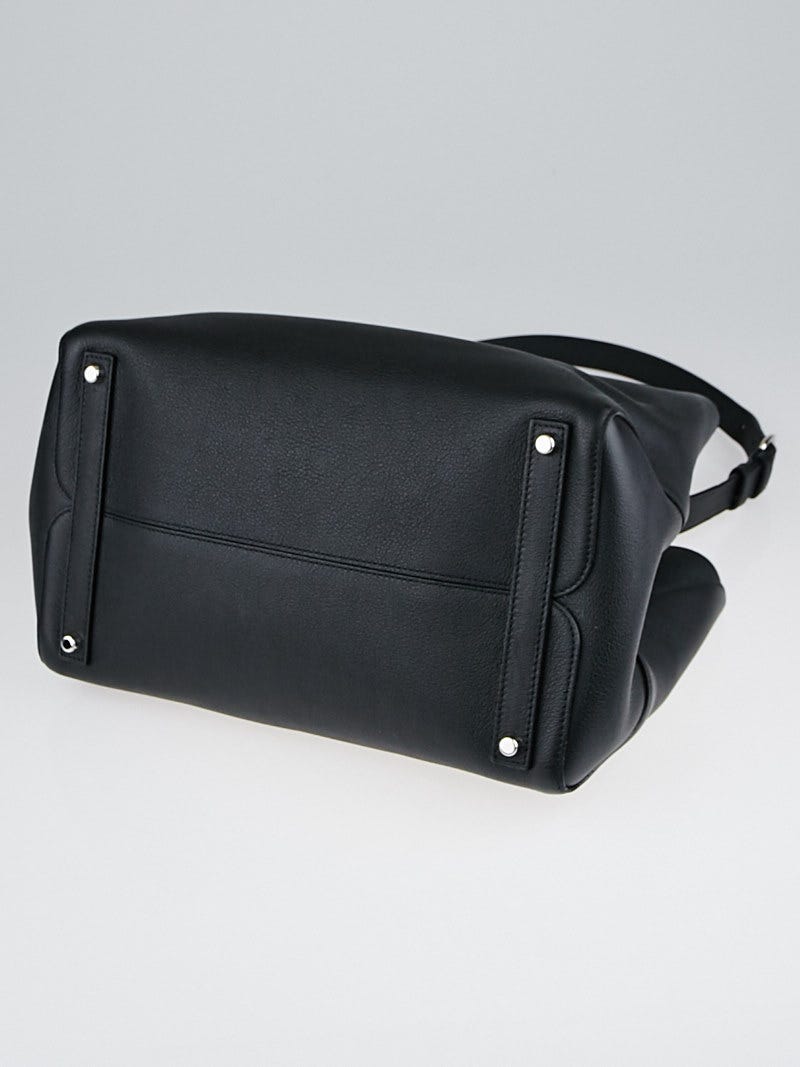 Christian Dior Black Grained Calfskin Large Open Bar Tote Bag