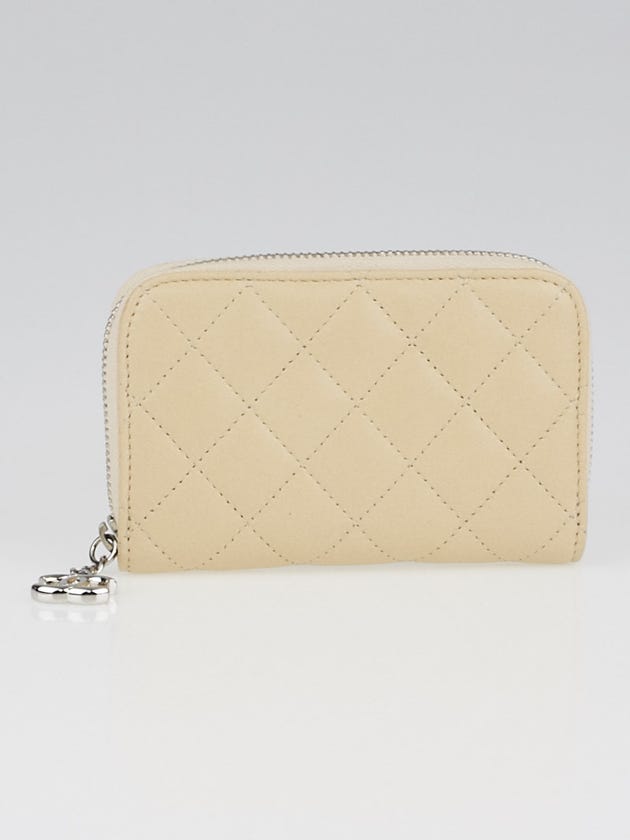 Chanel Light Beige Quilted Lambskin Leather Card Holder