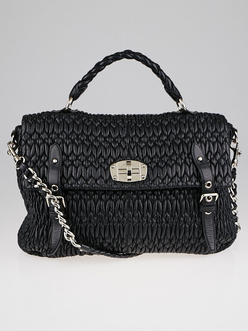 Miu Miu Black Cloquet Nappa Leather Satchel Bag | Yoogi's Closet