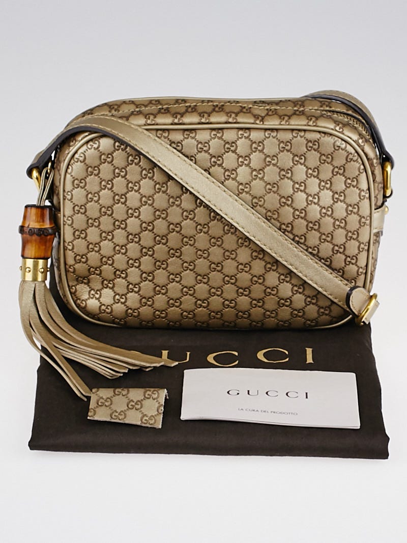 Gucci Metallic Gold Sunshine Micro Guccissima Disco Bag | Yoogi's