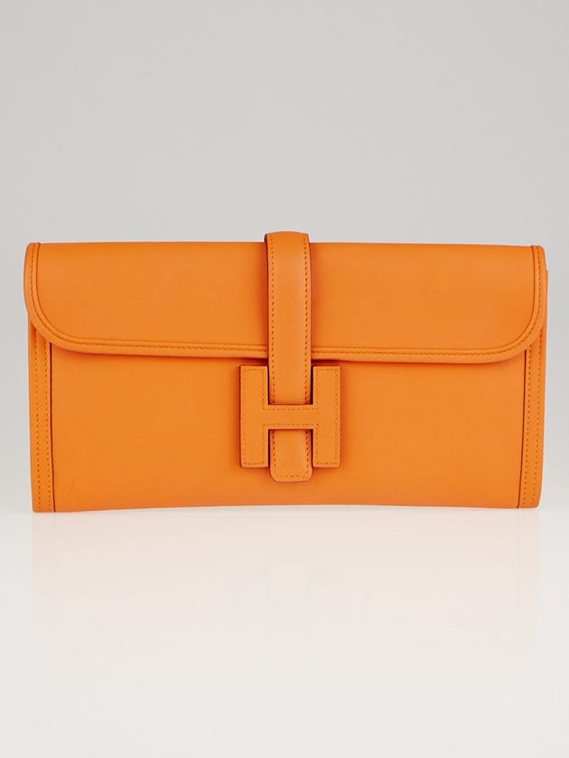 Hermes Orange Swift Leather Jige Elan 29 Clutch Bag