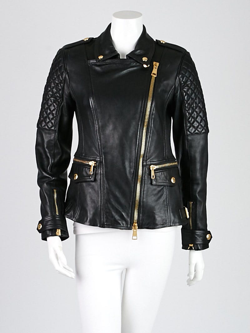 Burberry brit leather moto jacket top