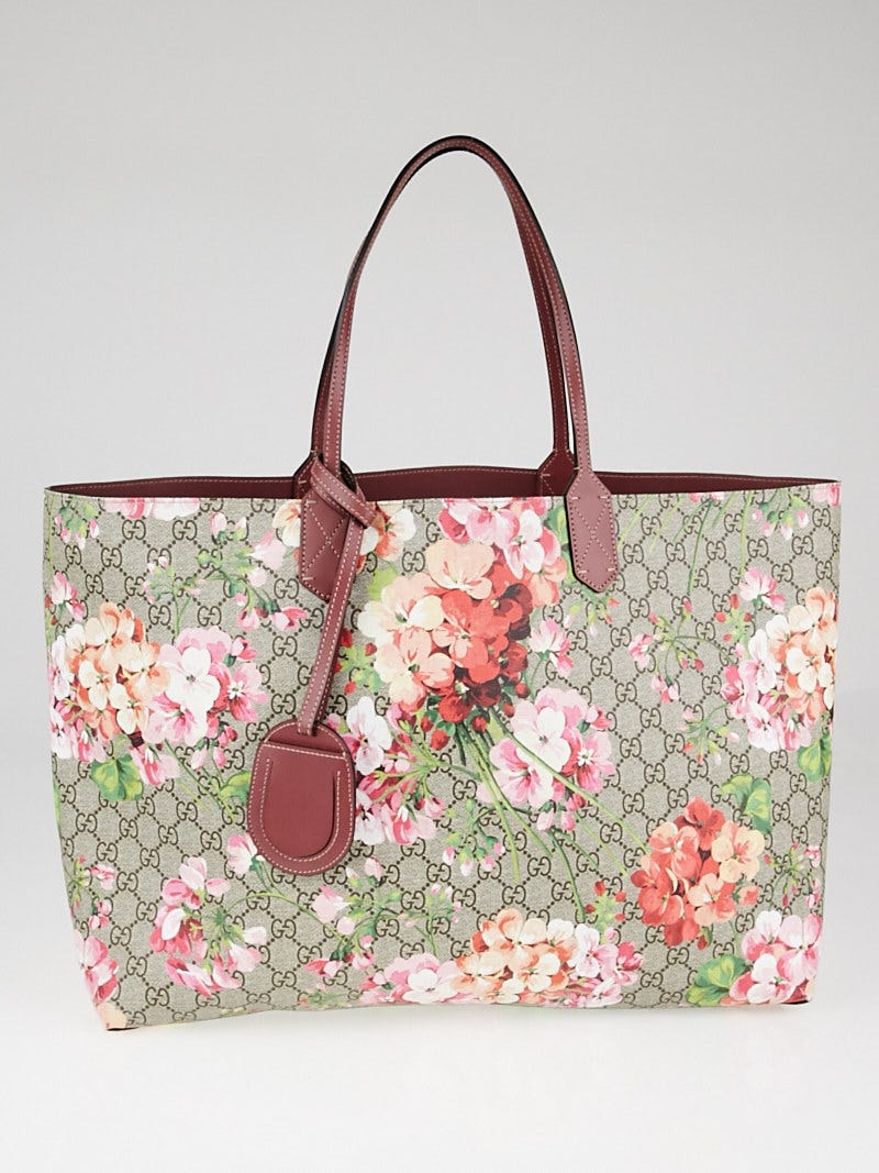 GUCCI Blooms Reversible Floral GG Canvas Tote Bag Multicolor 368571