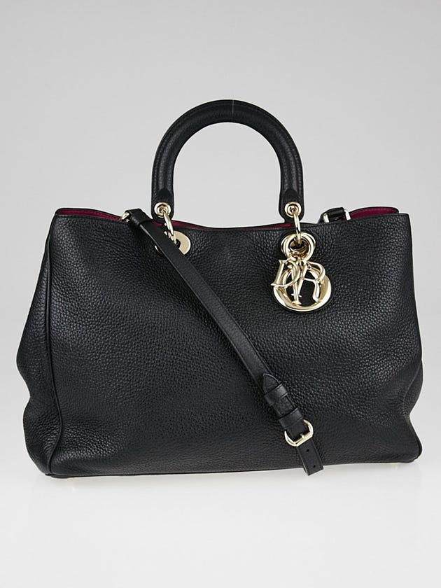 Christian Dior Black Pebbled Leather Diroissimo Tote Bag
