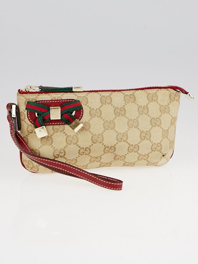 Gucci Beige/Ebony GG Fabric Princy Wristlet Clutch Bag