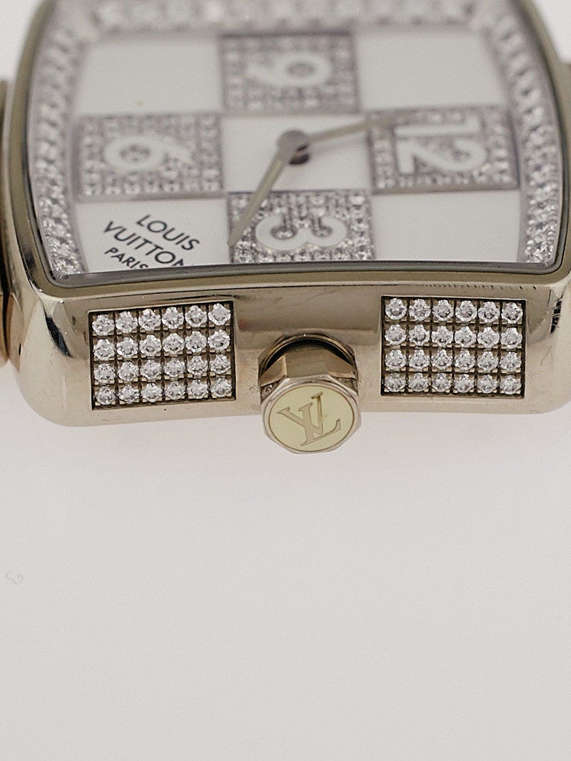 Louis Vuitton Limited Edition 18k White Gold and Diamond Damier