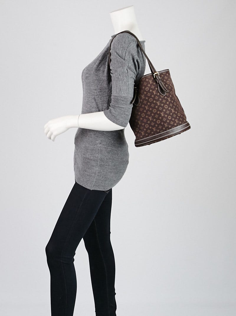 Louis Vuitton Ebene Monogram Mini Lin Petit Bucket Bag - Yoogi's Closet