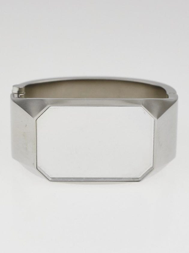 Chanel Silver Metal Mirror CC Cuff Bracelet